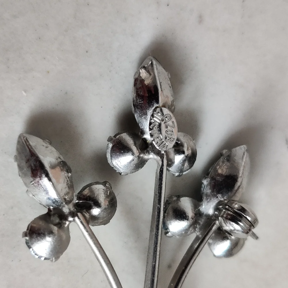 Vintage Signed Azub Austria Flower Bouquet Brooch - Picture 10 of 12